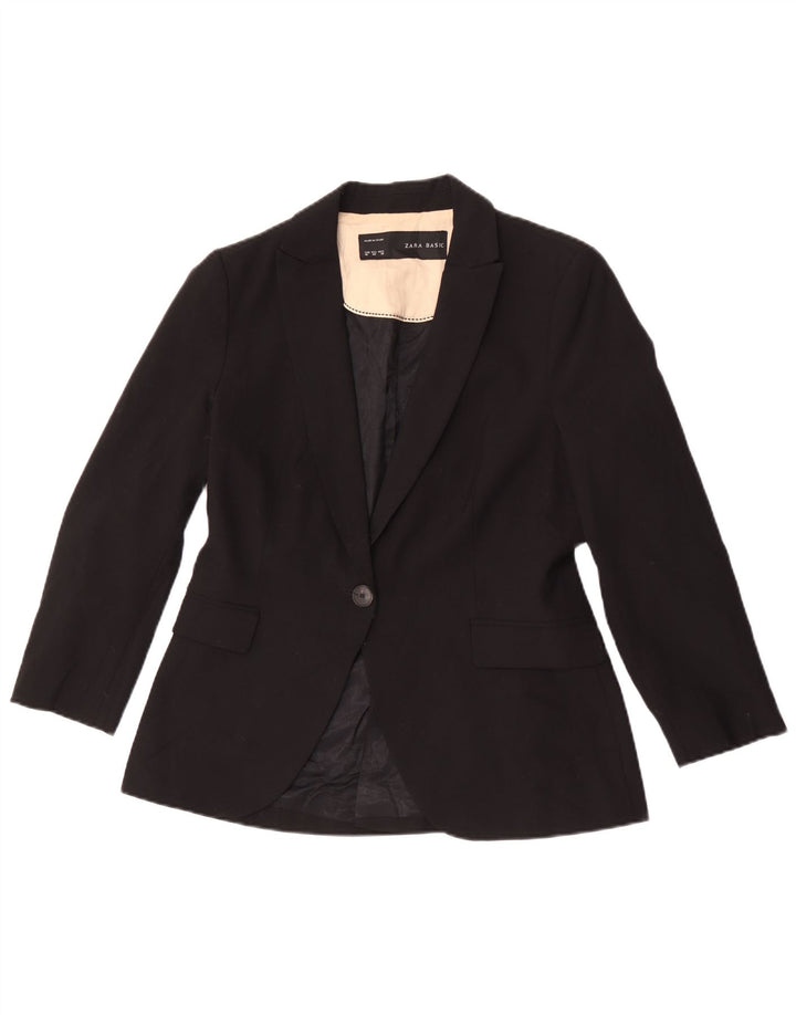 Blazer pentru femei Zara cu 1 nasture EU 40 Poliester mediu negru