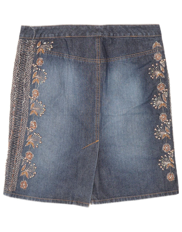 Fusta de blugi pentru femei Warehouse UK 12 Medium W30 Bumbac floral albastru