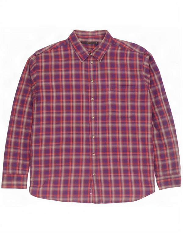 Cămașă de flanel pentru bărbați Lee, bumbac cu carouri mov 2XL