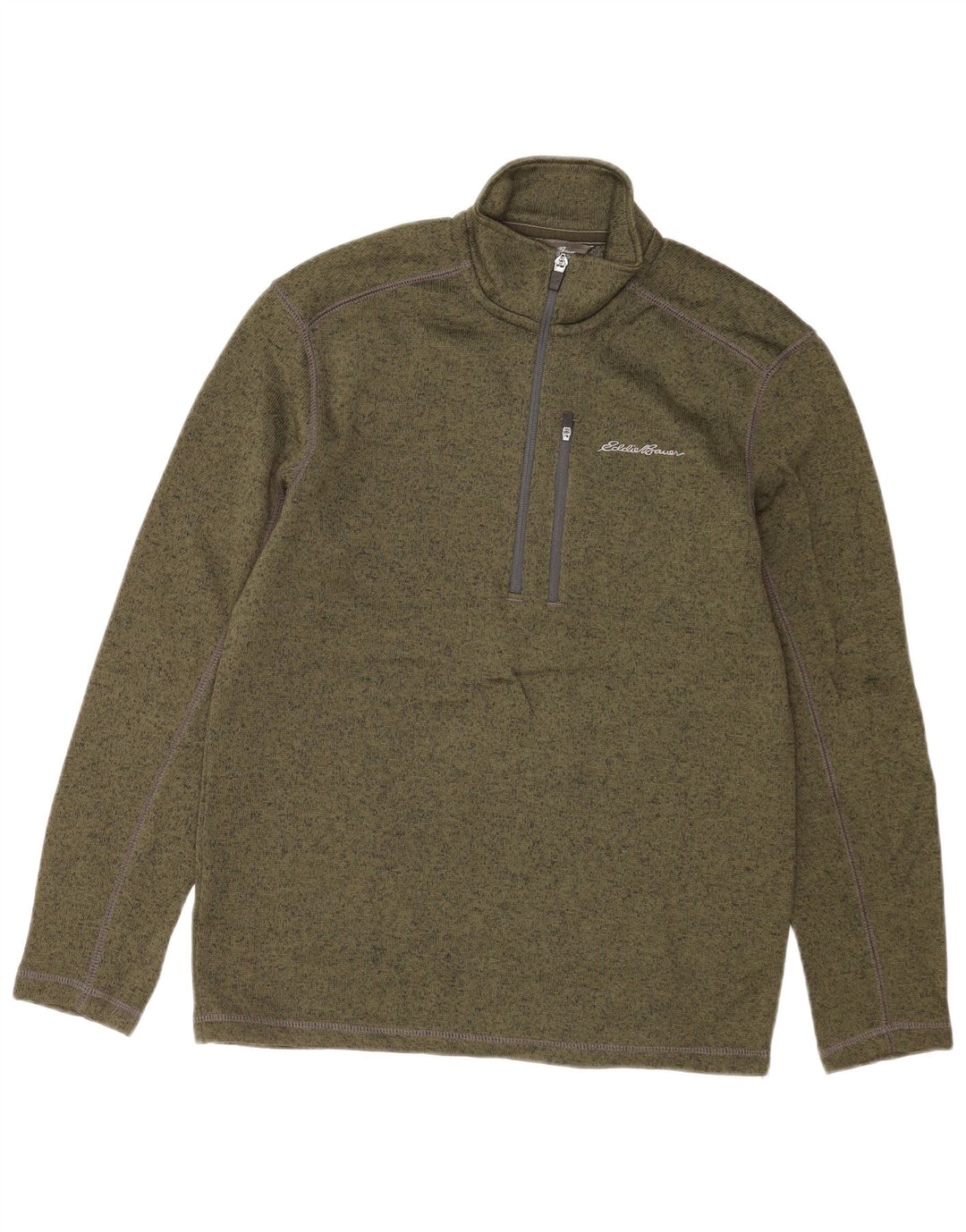 Hanorac pentru bărbați Eddie Bauer, cu fermoar, cu decolteu, din poliester mic verde