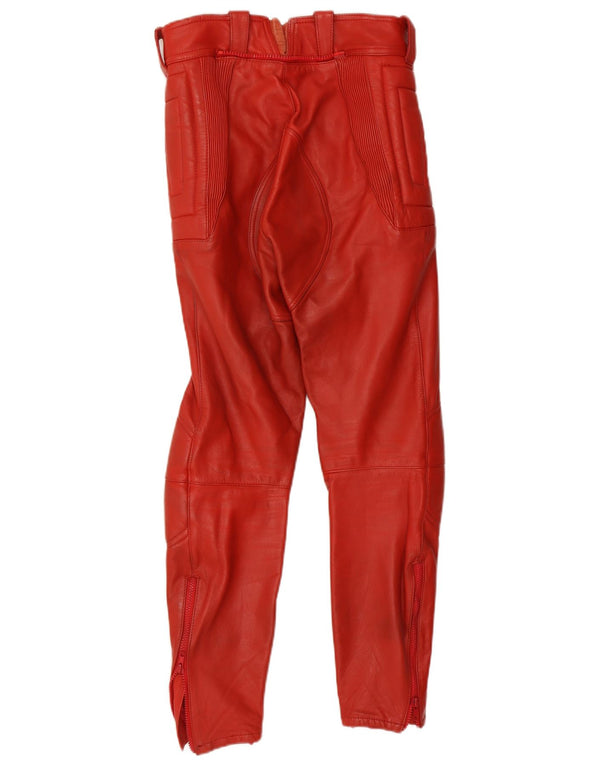 Pantaloni din piele vintage pentru bărbați Moto Racer IT 48 Medium W30 L29 Piele roșie