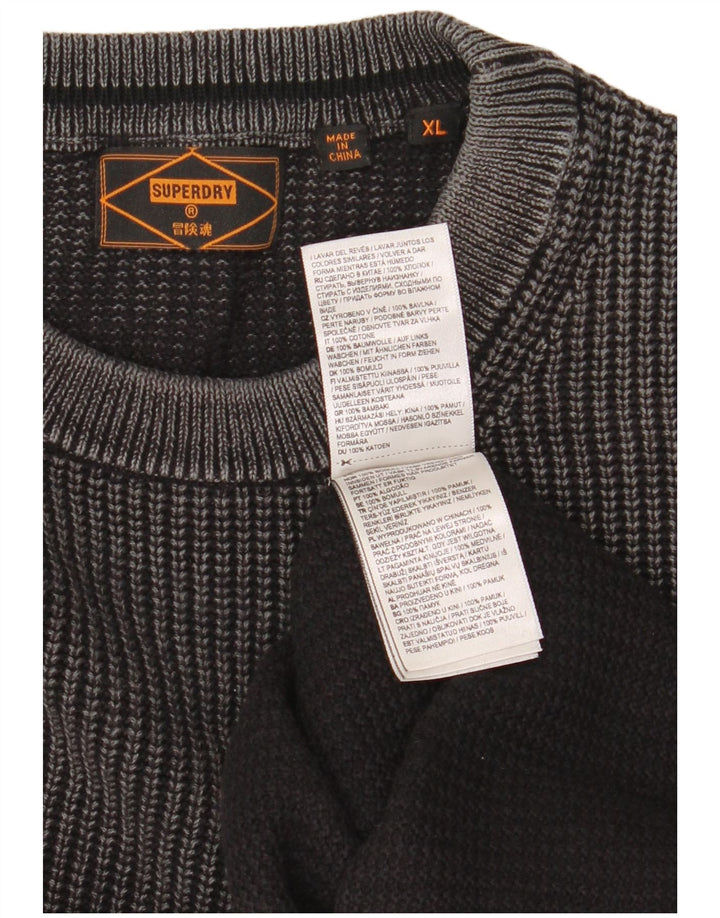Pulover Superdry pentru bărbați cu gât roșu, bumbac gri XL