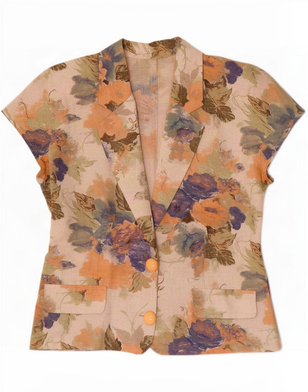 Vintage Womens Manecă scurtă Cardigan Top IT 46 Large Multicolor Floral