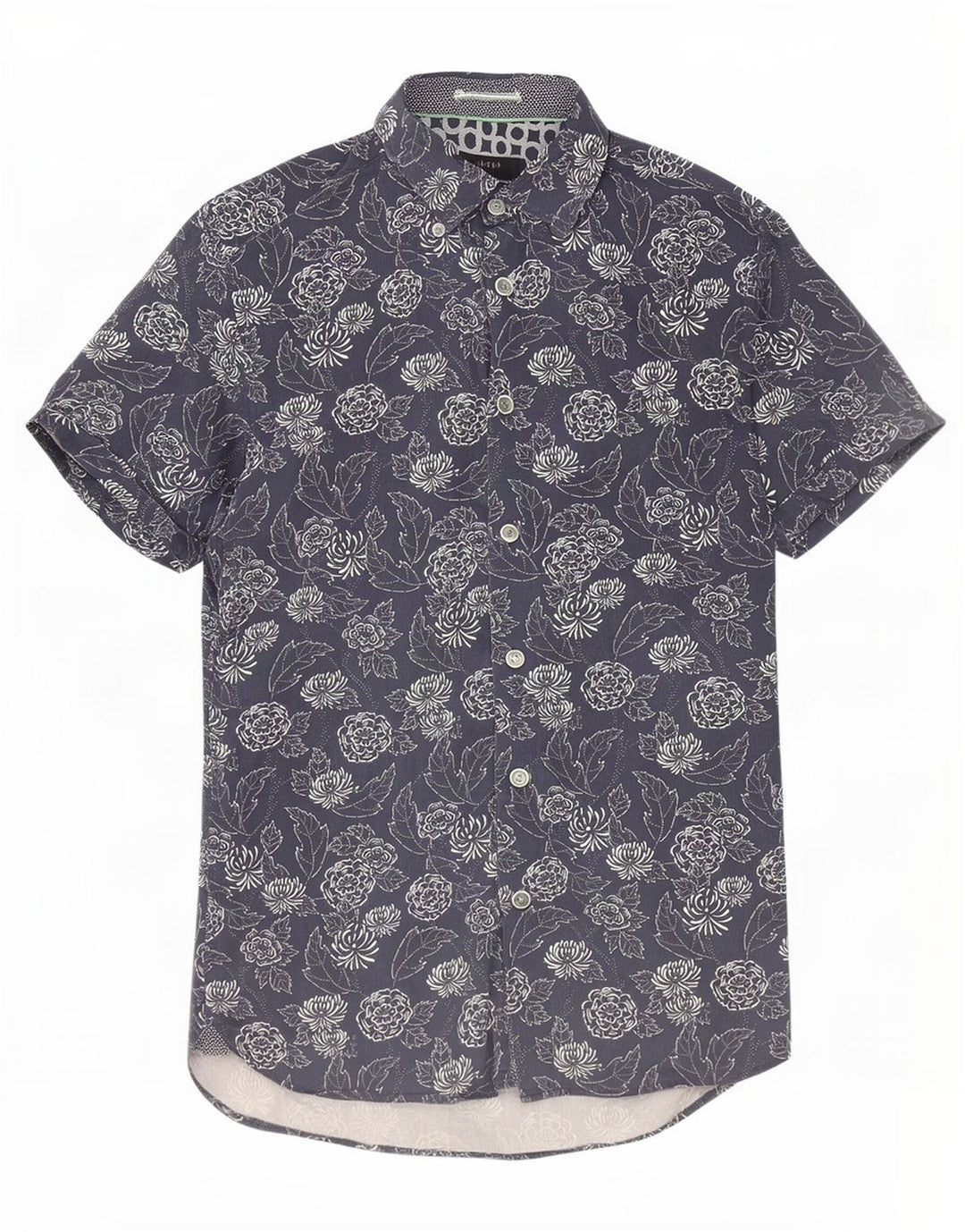 Cămașă cu mânecă scurtă pentru bărbați Ted Baker, mărime 2, bumbac floral, albastru bleumarin