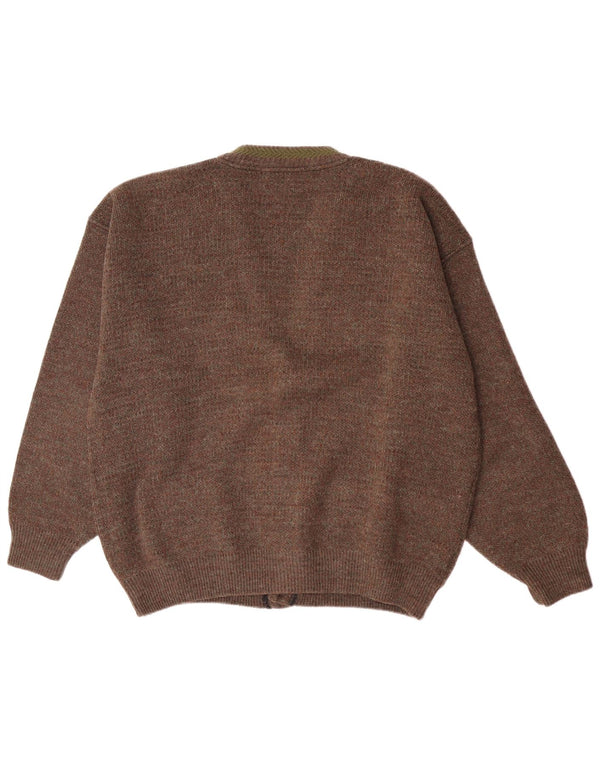 Cardigan Vintage pentru bărbați, mare, maro, cu pete