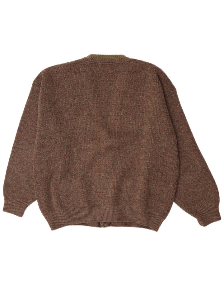 Cardigan Vintage pentru bărbați, mare, maro, cu pete