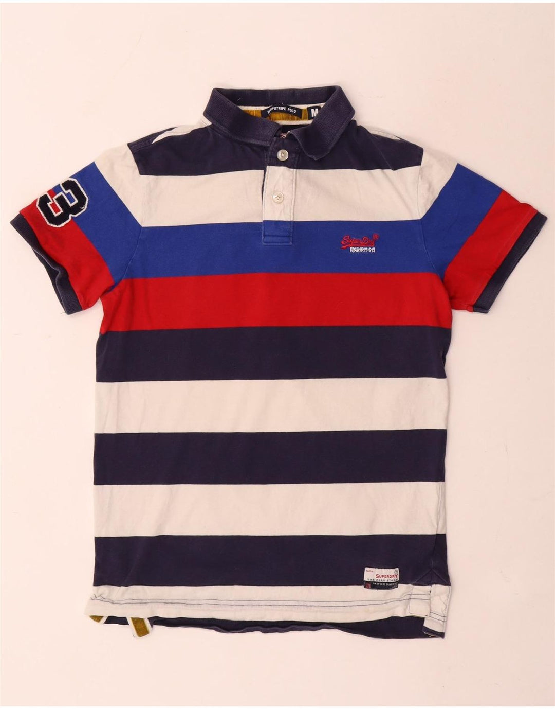 Tricou polo grafic pentru bărbați Superdry, bumbac cu dungi multicolore medii