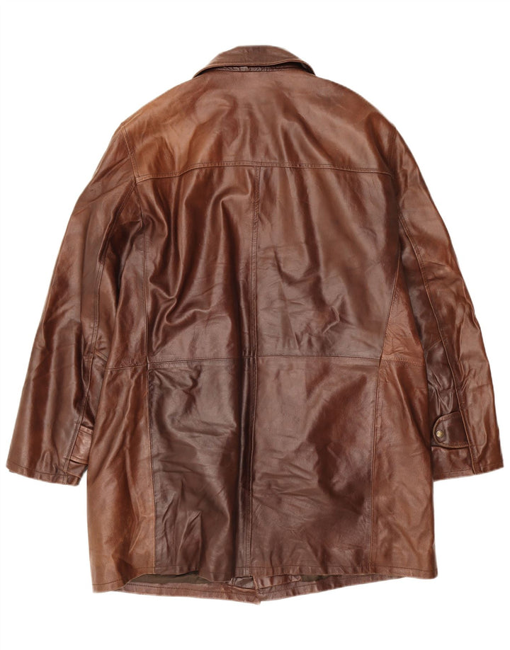 Palton din piele vintage pentru bărbați UK 44 2XL din piele maro