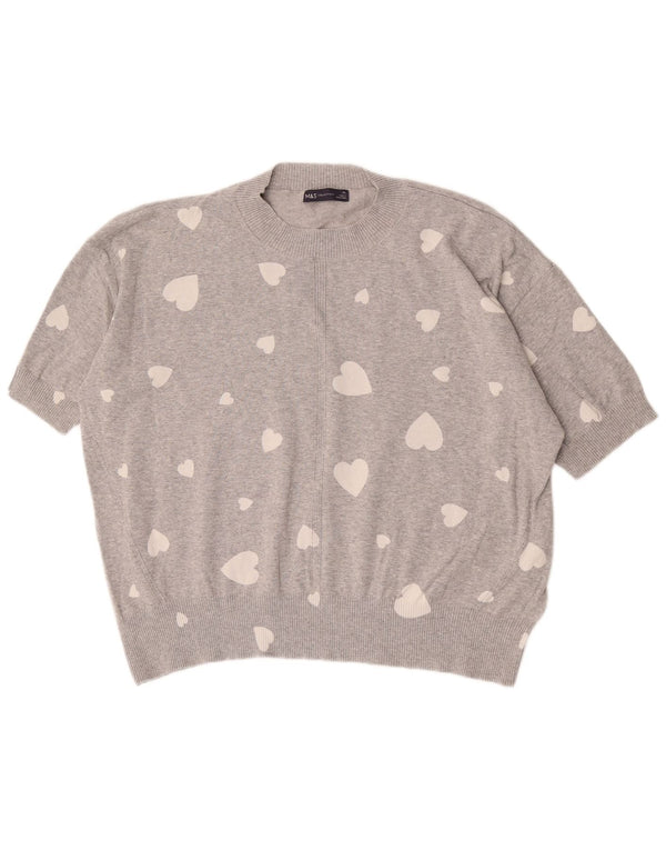 Pulover pentru femei Marks & Spencer, cu mânecă scurtă, cu gât țestoasă, UK 18 XL Gre