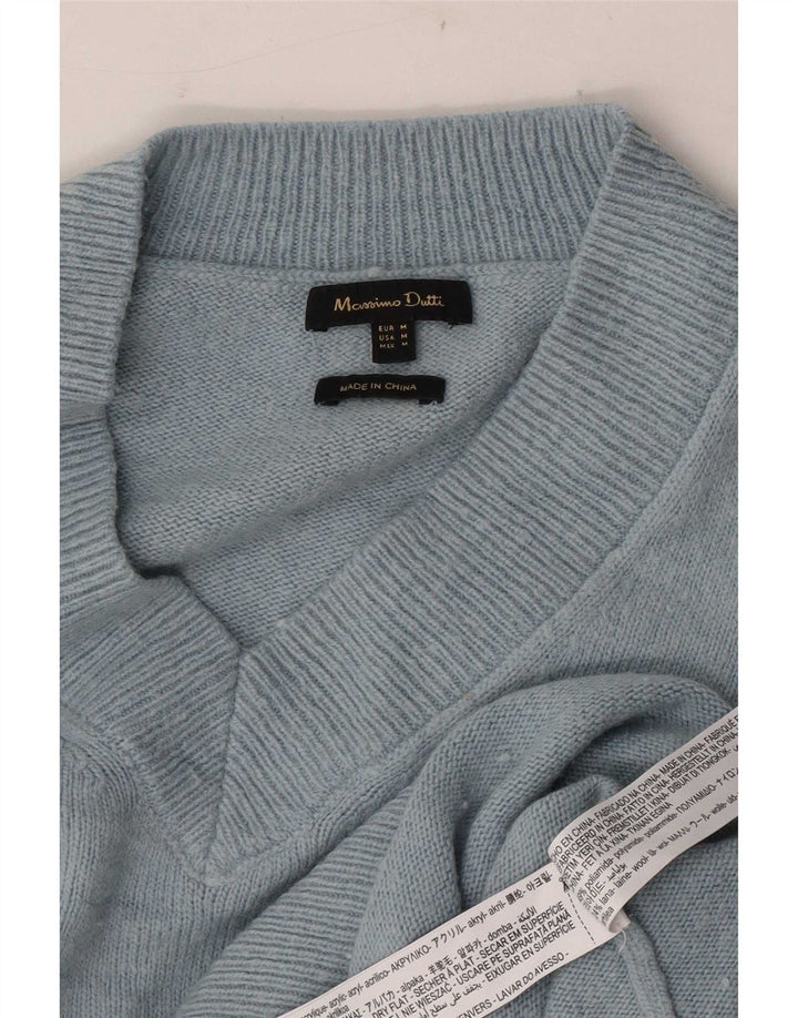 Pulover cu decolteu în V Massimo Dutti pentru femei UK 14 Poliamidă albastru mediu