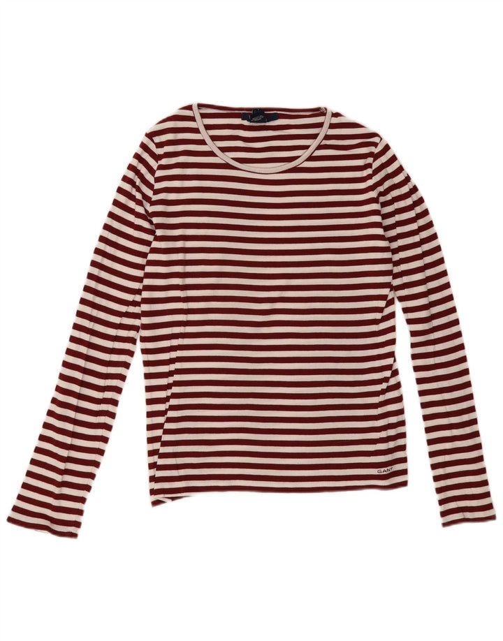 Top pentru femei Gant cu mânecă lungă UK 12 Medium Burgundy cu dungi
