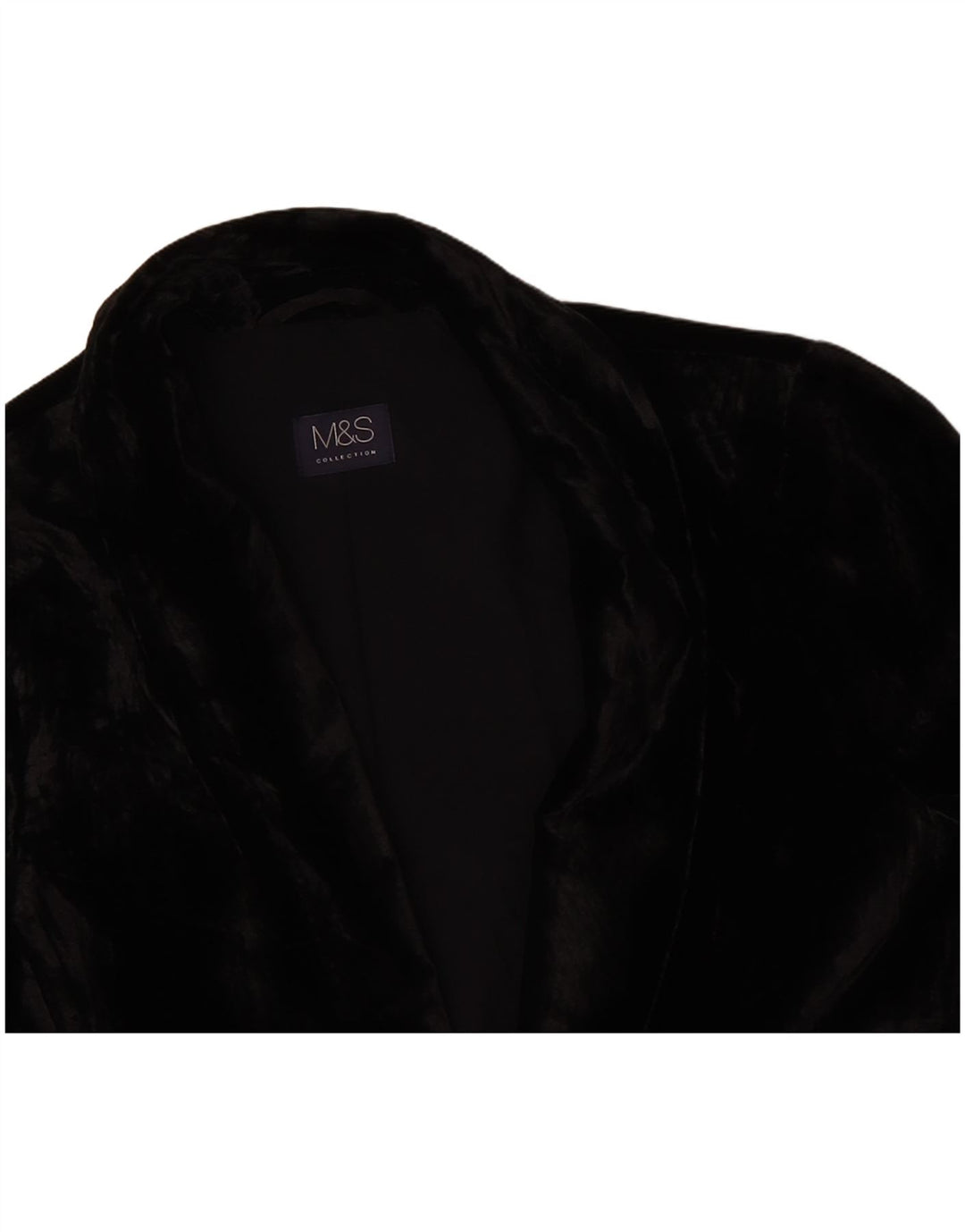 MARKS & SPENCER Womens 1 Button Velour Blazer Jacket UK 14 Large Black
