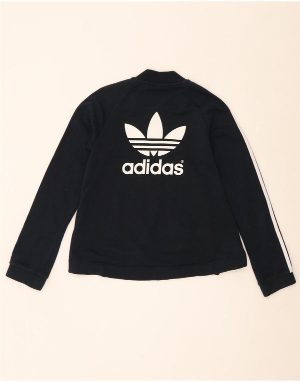 Jachetă de top pentru trening grafic Adidas pentru femei UK 8, bumbac negru mic