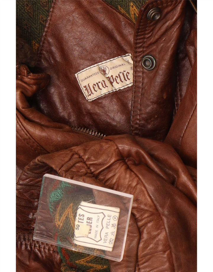 Geacă de piele vintage pentru bărbați IT 50 mare maro