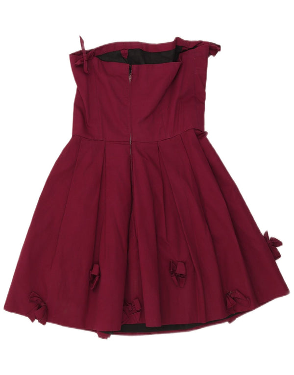 Rochie scurtă fără bretele vintage pentru femei UK 8 mic Burgundy