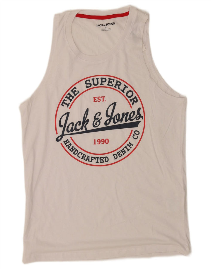 Tricou cu grafic Jack & Jones pentru bărbați Top mediu din bumbac alb