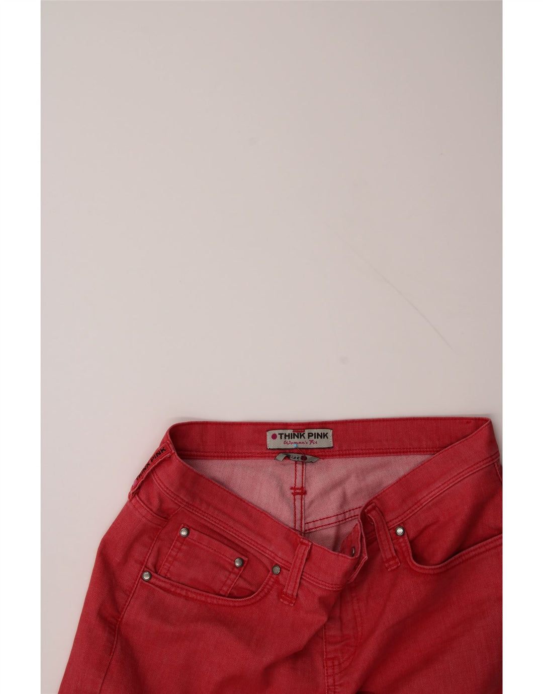 THINK PINK Womens Straight Jeans W29 L30 Red Cotton Vintage Think Pink and Second-Hand Think Pink from Messina Hembry 