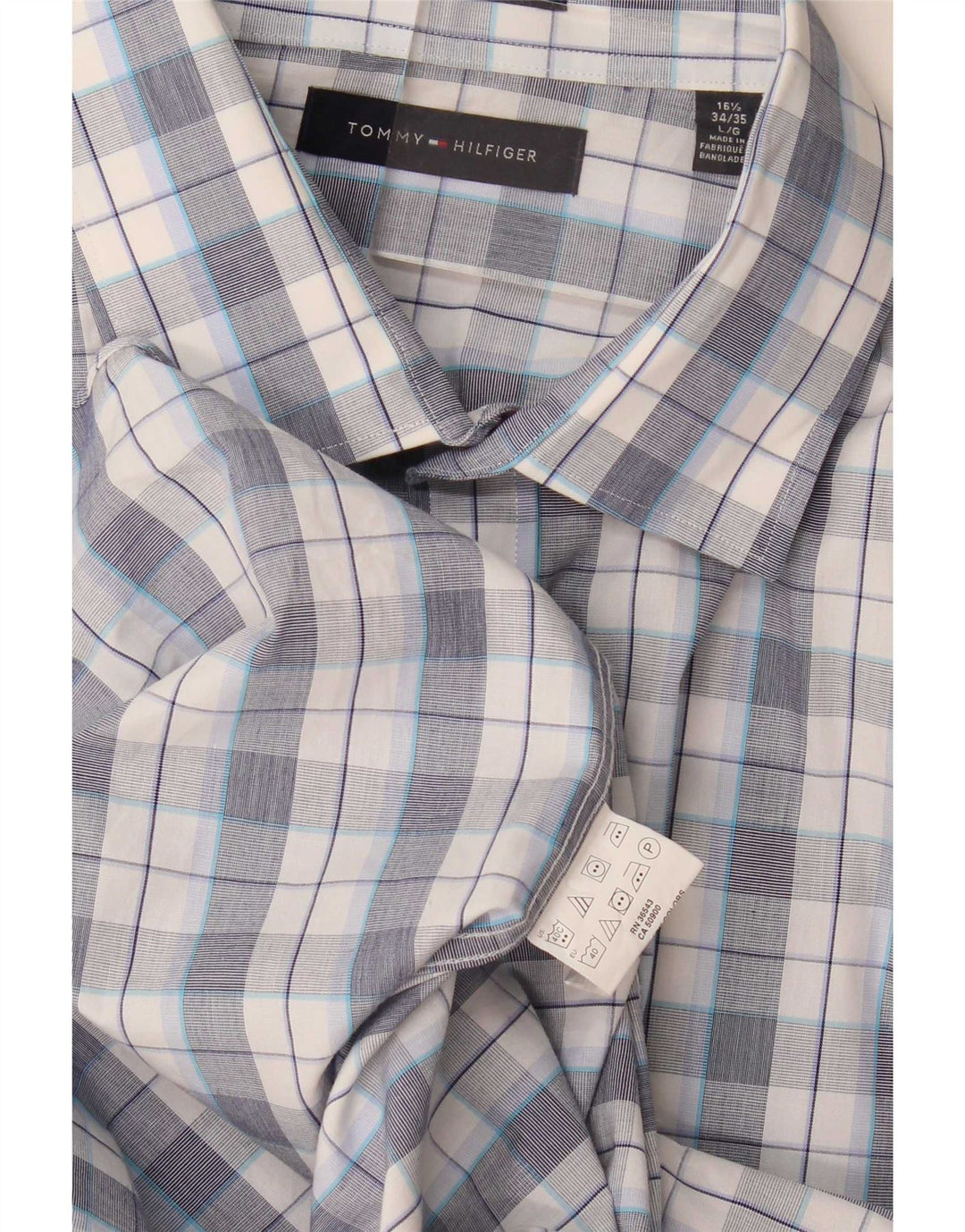 Cămașă pentru bărbați Tommy Hilfiger Mărimea 16 1/2 mare, cu carouri albastre
