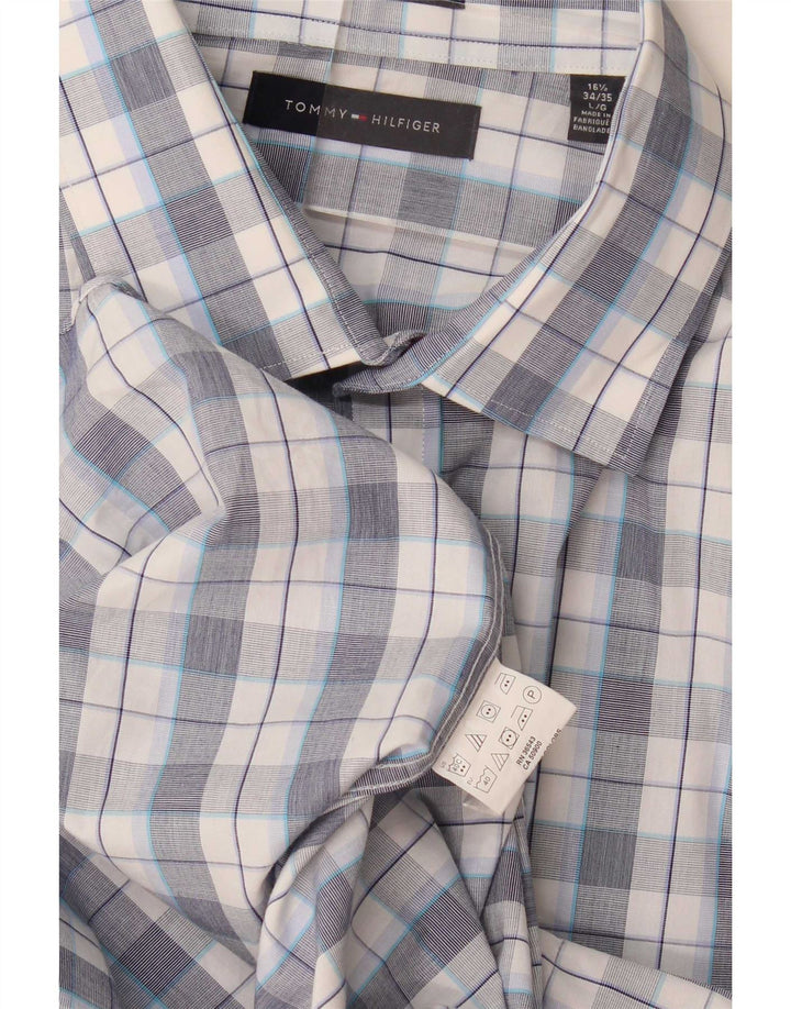 Cămașă pentru bărbați Tommy Hilfiger Mărimea 16 1/2 mare, cu carouri albastre