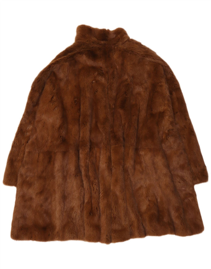 Paltonă de blană reversibilă supradimensionată pentru femei Vintage UK 18 XL maro