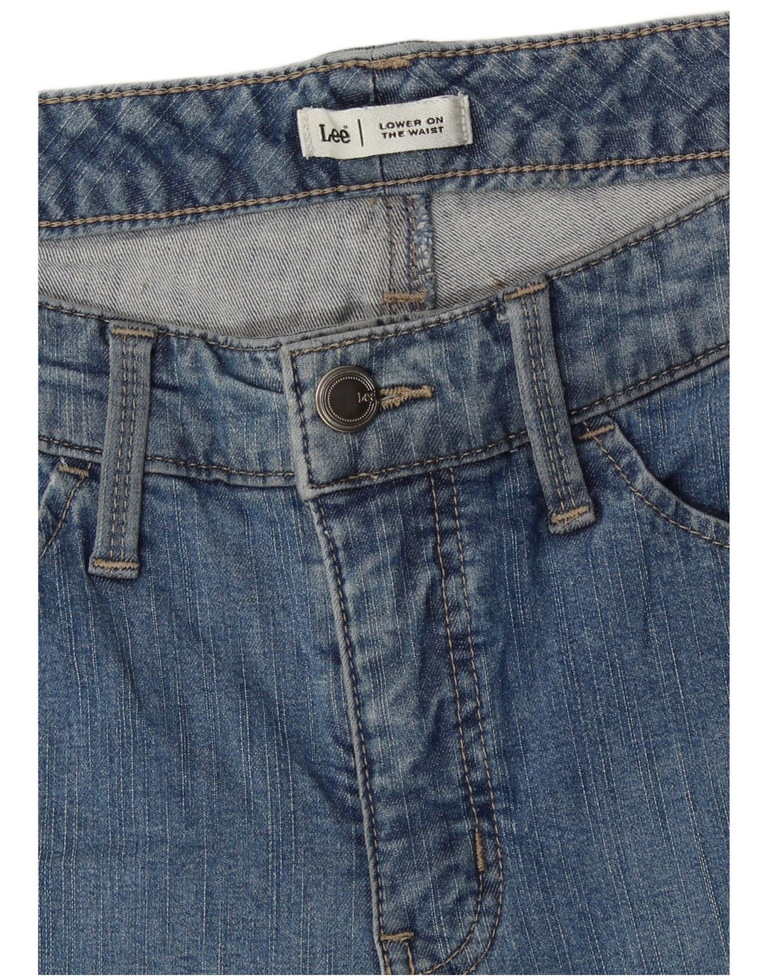 Blugi Capri LEE pentru femei cu talie joasă W30 L17 albastru