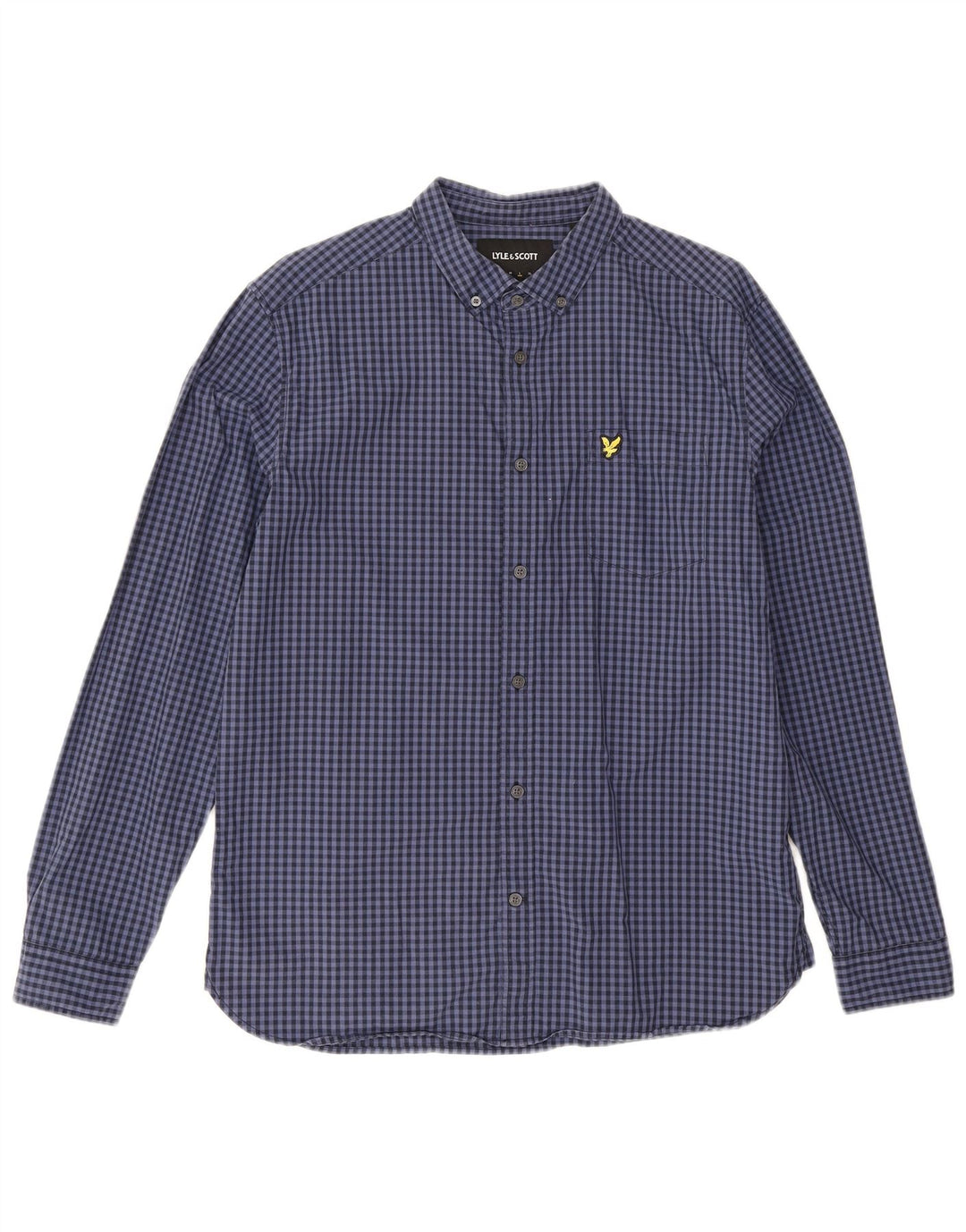 Cămașă pentru bărbați Lyle & Scott, mare din bumbac vichy, albastru bleumarin