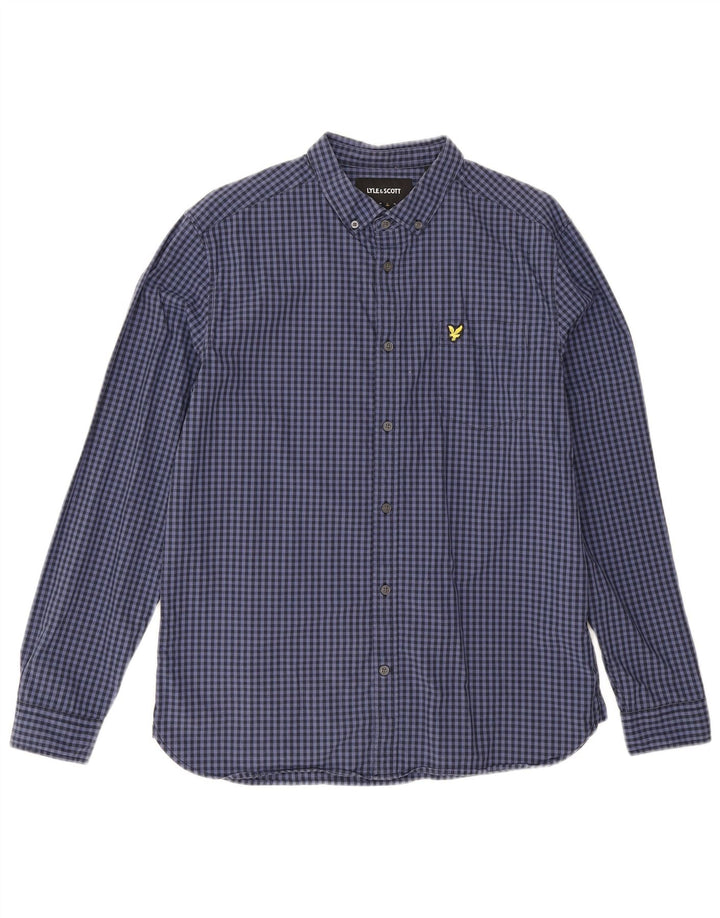 Cămașă pentru bărbați Lyle & Scott, mare din bumbac vichy, albastru bleumarin
