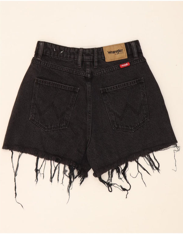 Pantaloni scurți din denim Wrangler pentru femei cu talie înaltă US 7 Medium W24 bumbac negru