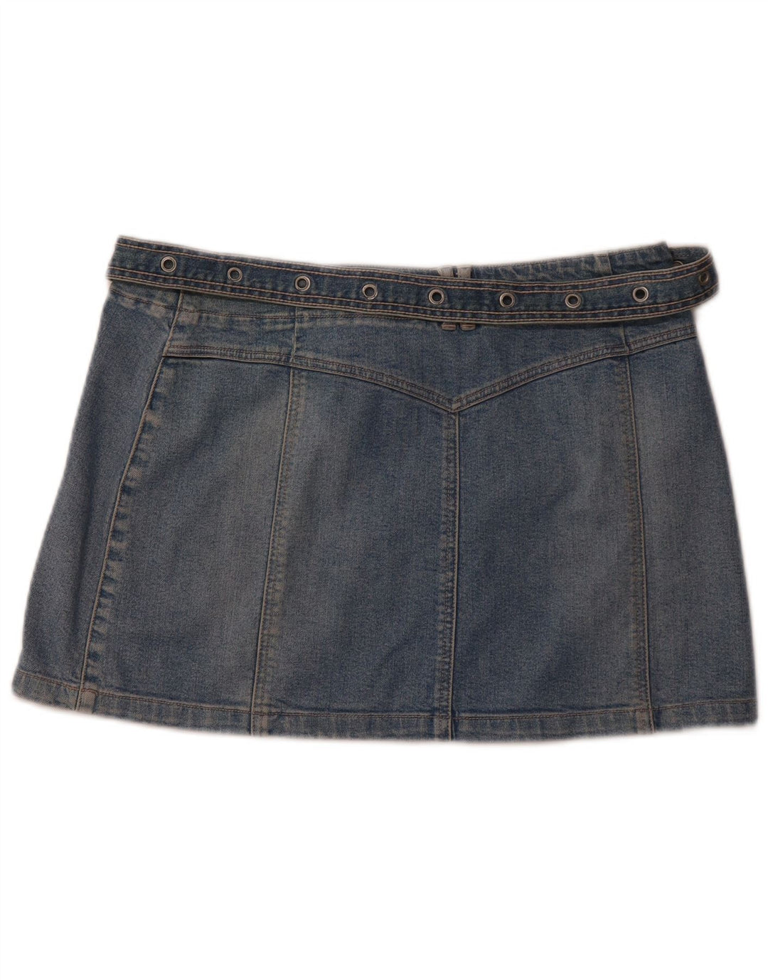 RIVER ISLAND Fusta de denim cu talie joasă pentru femei UK 14 mare W34 bumbac albastru