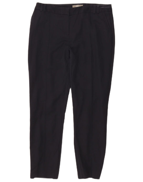 Oasis Womens Slim Chino Trousers UK 12 Medium W32 L27 Navy Blue Cotton