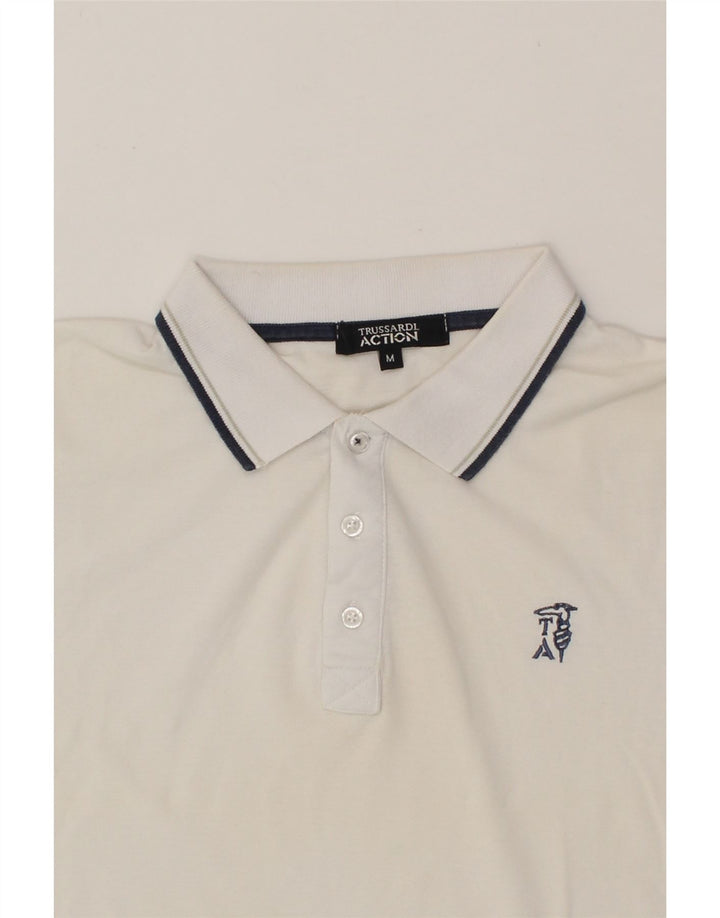 TRUSSARDI Mens Polo Shirt Medium White Vintage Trussardi and Second-Hand Trussardi from Messina Hembry 
