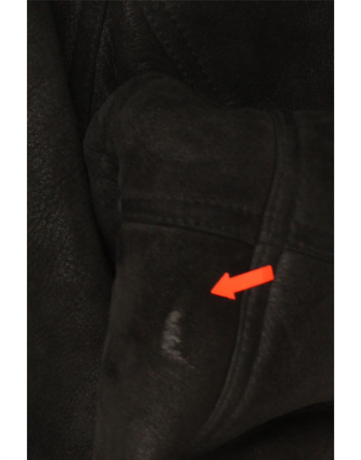 Jachetă vintage pentru bărbați din shearling IT 54 2XL negru din shearling