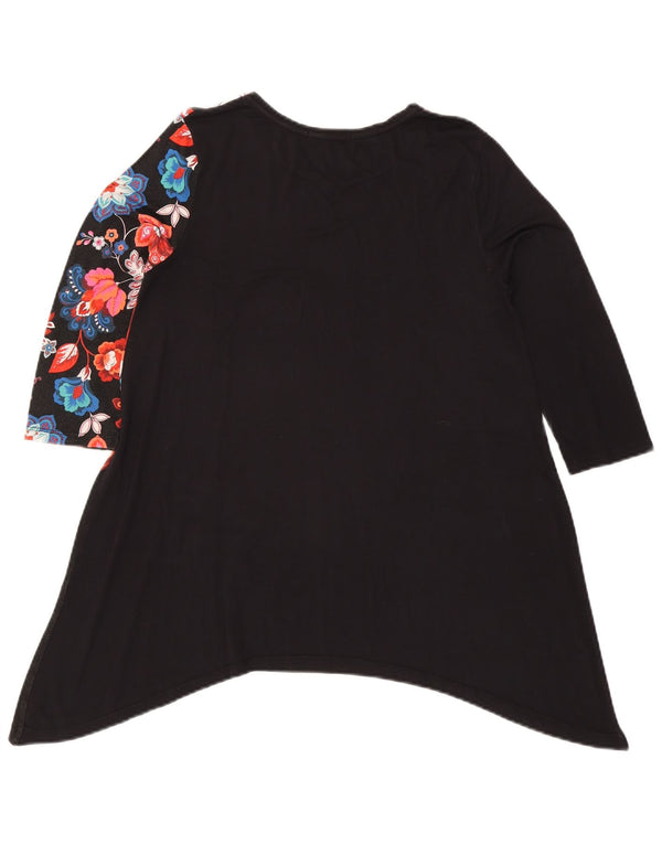 Top cu tunică cu mâneci 3/4 Desigual pentru femei UK 14, mare, negru, floral