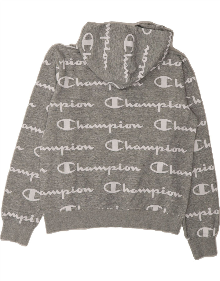 CHAMPION Womens Graphic Hoodie Jumper UK 14 Medium Grey Vintage Champion and Second-Hand Champion from Messina Hembry 