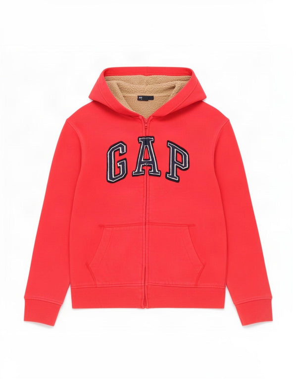 Pulover Gap Boys Graphic Zip Hoodie 12-13 ani XL bumbac roșu