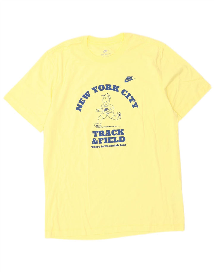 Tricou grafic Nike pentru bărbați Top din bumbac galben mediu