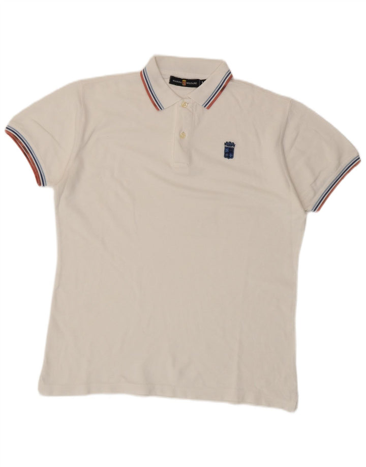 Tricou polo Marina Militare pentru bărbați, alb mediu