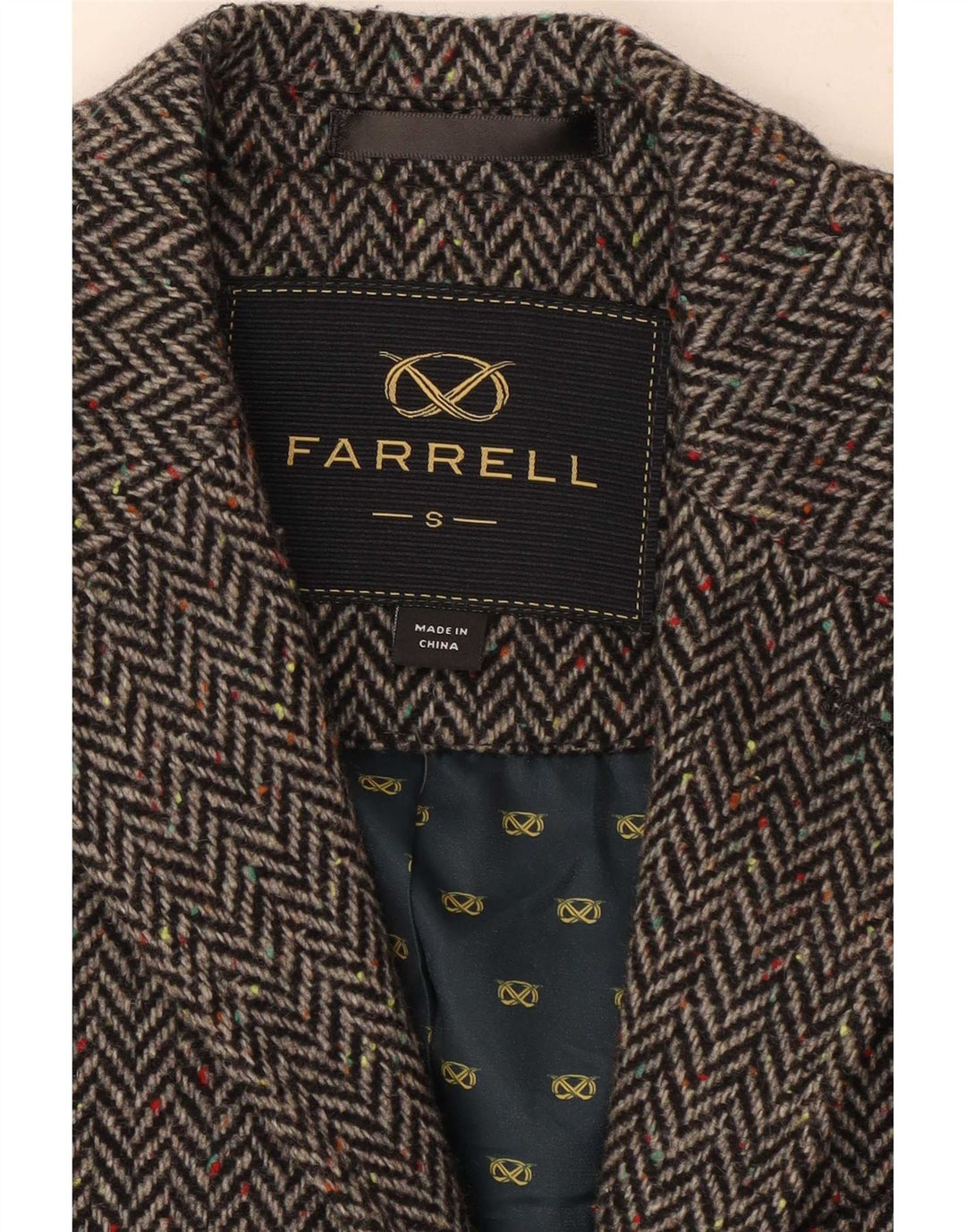 Jachetă Farrell pentru bărbați, cu 2 nasturi, UK 36, lână în spină de pește, gri mică