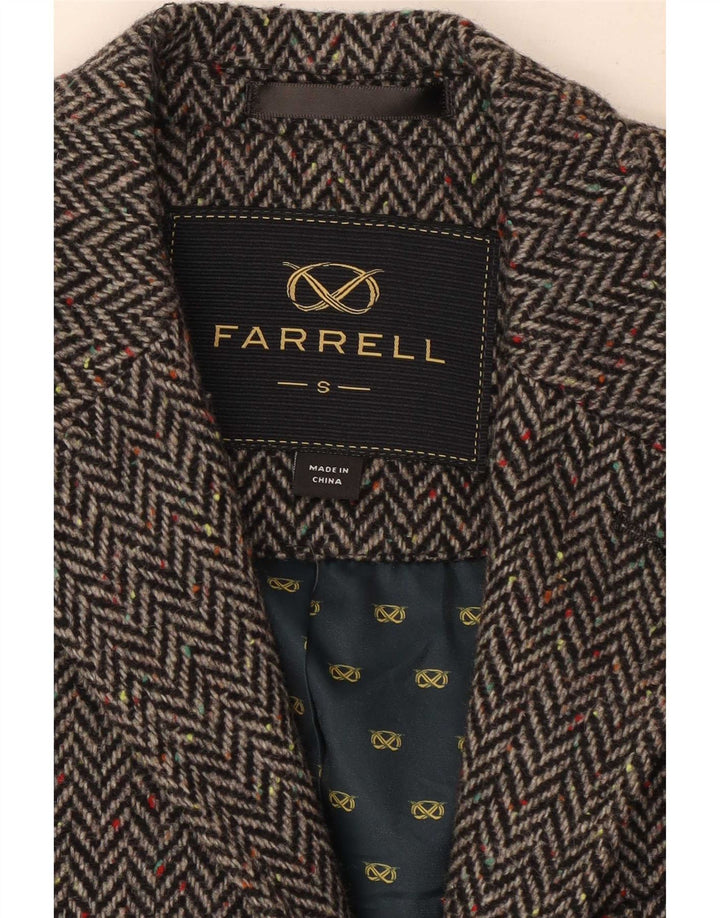 Jachetă Farrell pentru bărbați, cu 2 nasturi, UK 36, lână în spină de pește, gri mică