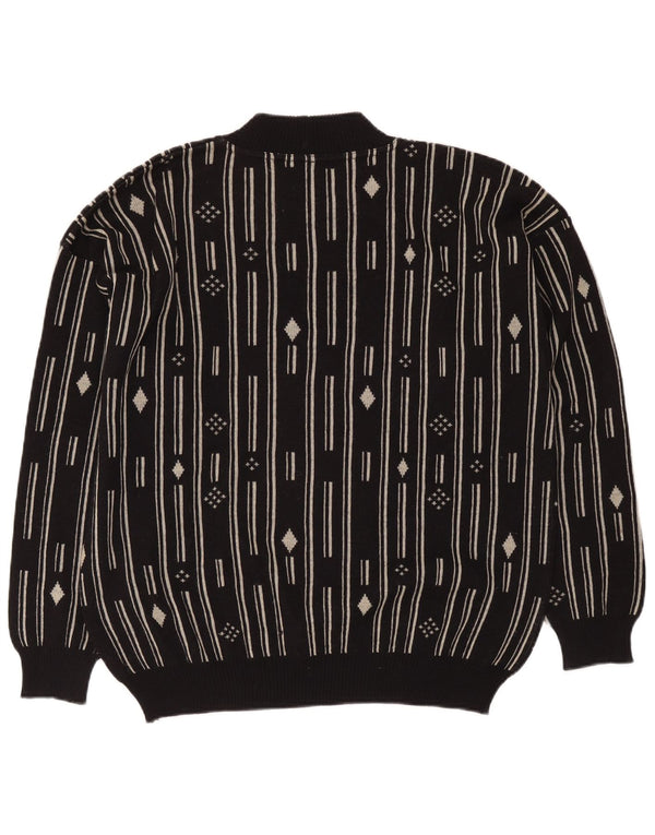 Pulover De Pietri pentru bărbați cu gât roșu IT 48 Medium Negru Geometric