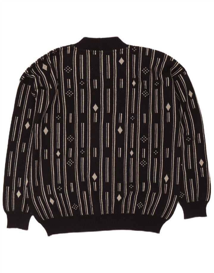 Pulover De Pietri pentru bărbați cu gât roșu IT 48 Medium Negru Geometric