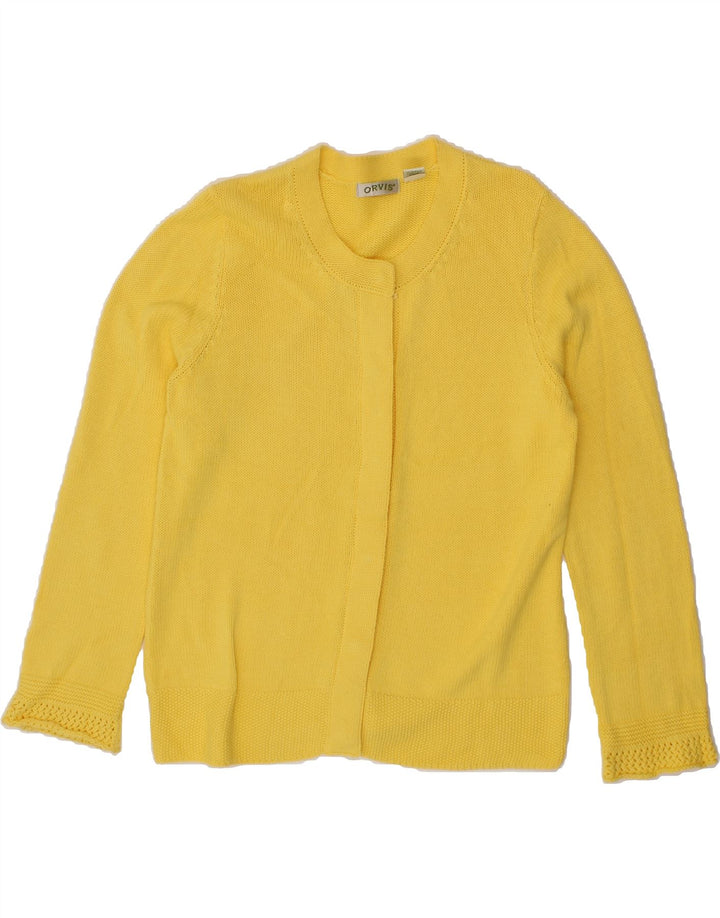ORVIS Womens Cardigan Sweater UK 14 Medium Yellow Cotton Vintage Orvis and Second-Hand Orvis from Messina Hembry 