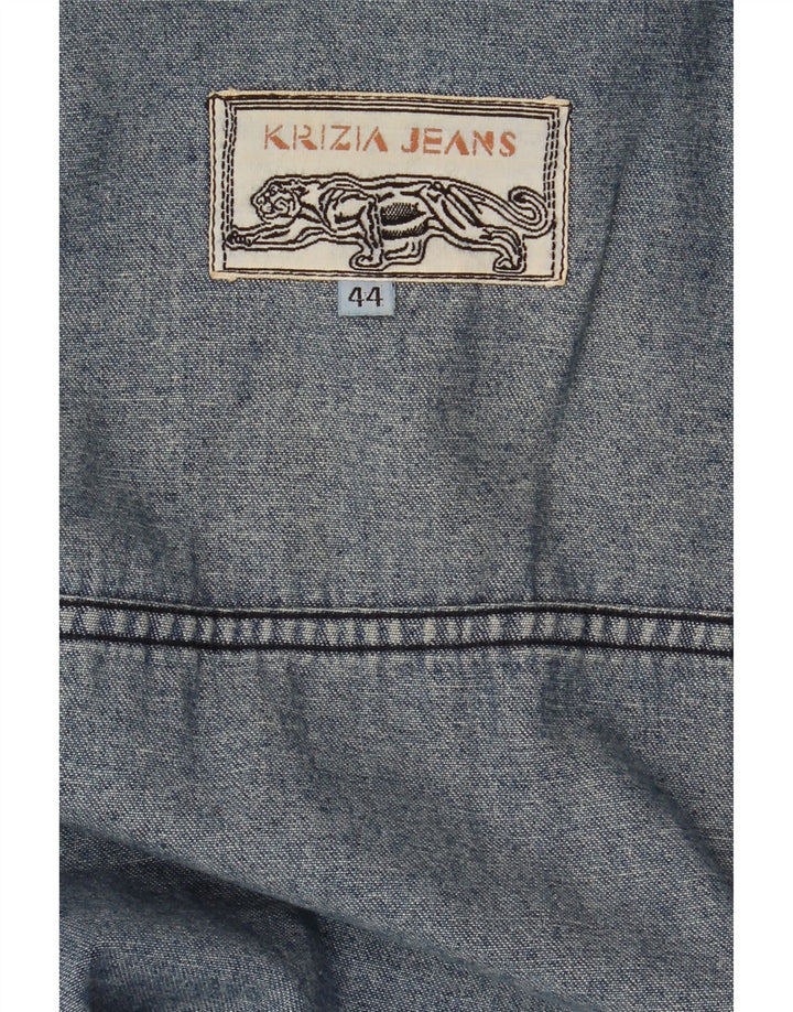 KRIZIA JEANS Jachetă oversize din denim crop pentru femei IT 44 Medium Blue Floral