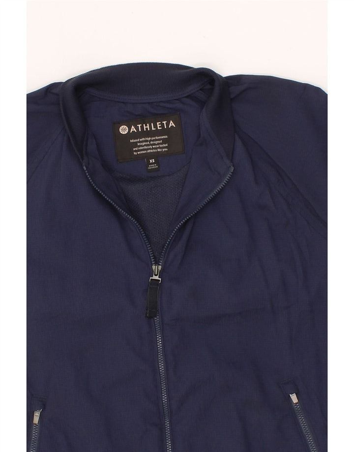 ATHLETA Mens Bomber Jacket UK 34 XS Navy Blue Nylon Vintage Athleta and Second-Hand Athleta from Messina Hembry 