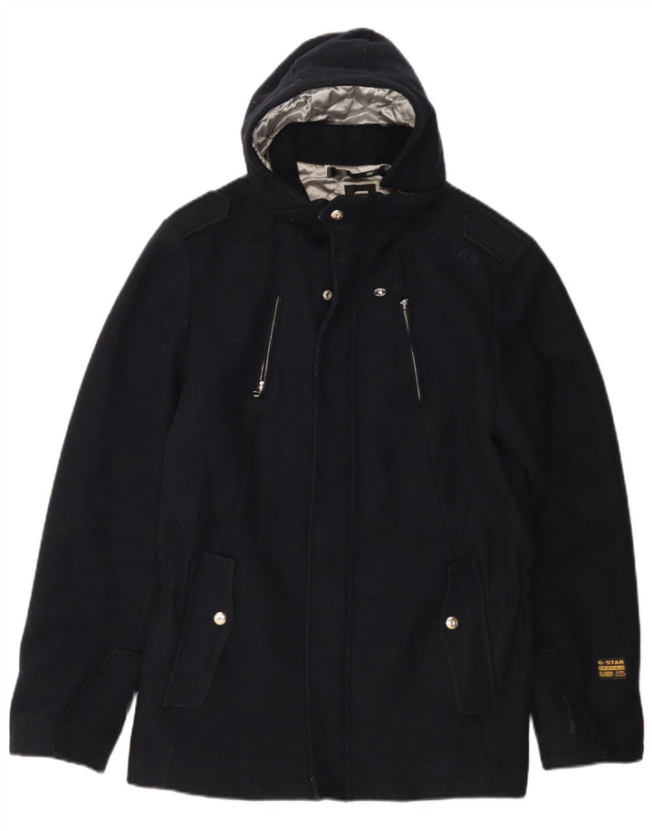 G-Star 3301 jachetă de vânt cu glugă pentru femei UK 16 mare lână bleumarin