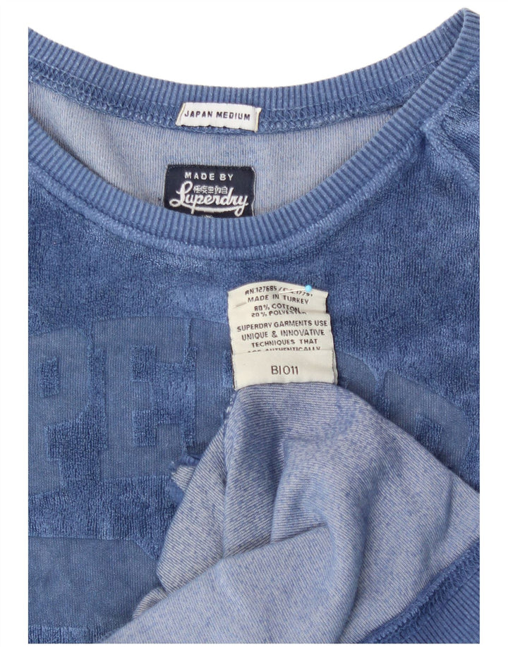 SUPERDRY Womens Graphic Sweatshirt Jumper UK 12 Medium Blue Cotton Vintage Superdry and Second-Hand Superdry from Messina Hembry 