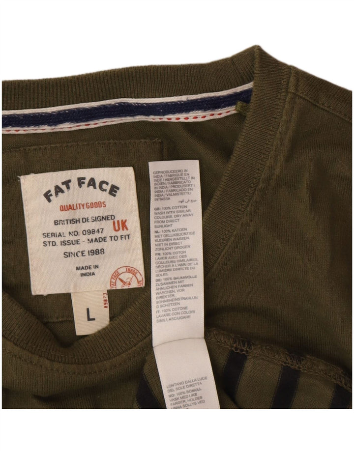 Fat Face pentru bărbați Top cu mânecă lungă din bumbac cu dungi verzi