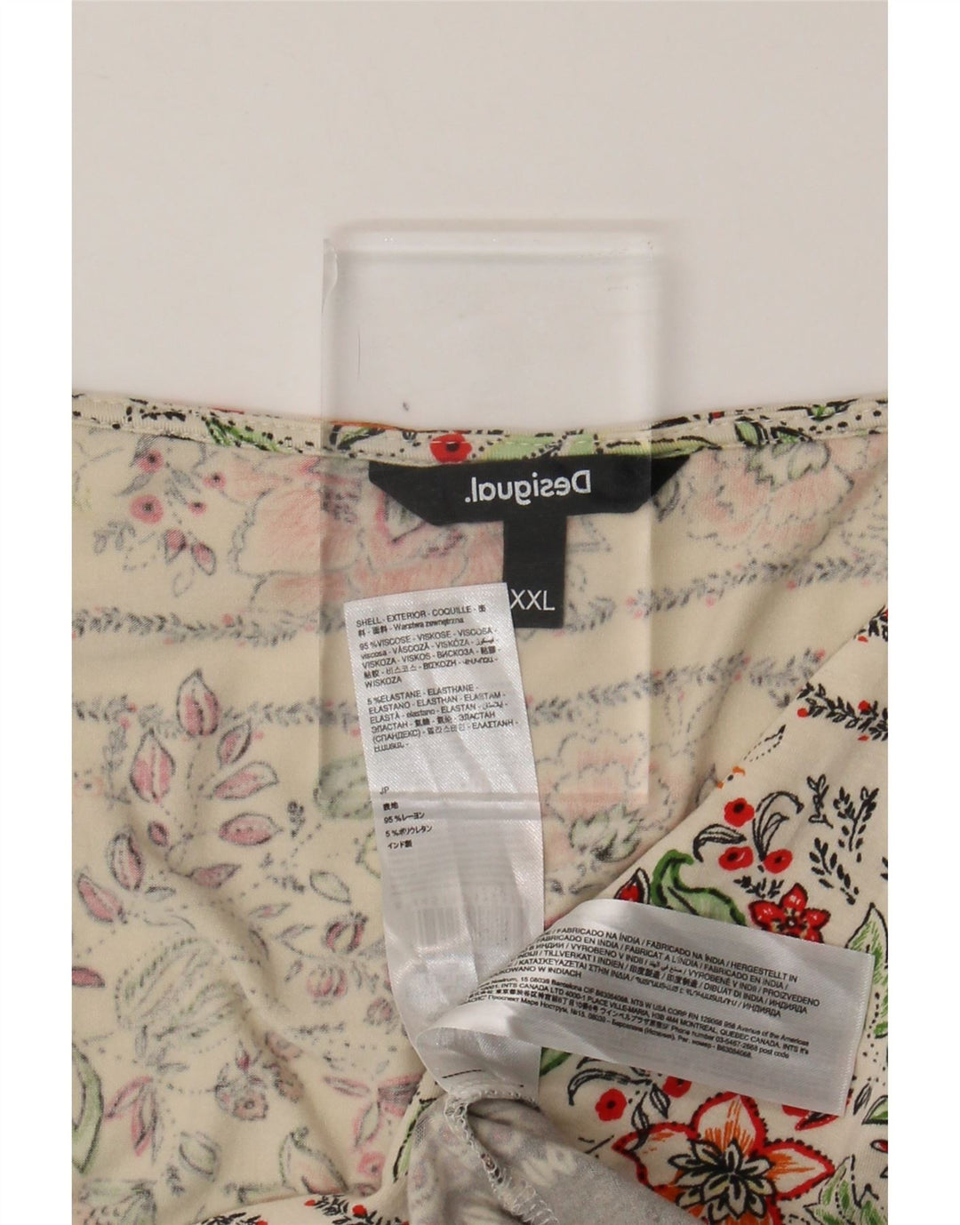 Bluză pentru femei DESIGUAL, UK 20 2XL, din viscoză florală alb