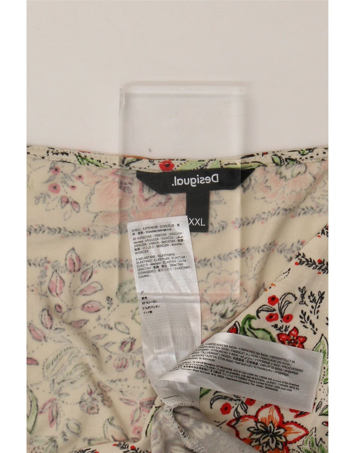 Bluză pentru femei DESIGUAL, UK 20 2XL, din viscoză florală alb