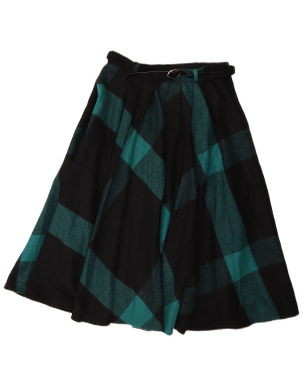 Fusta evazată pentru femei Vintage IT 42 Medium W26 Lână cu check negru
